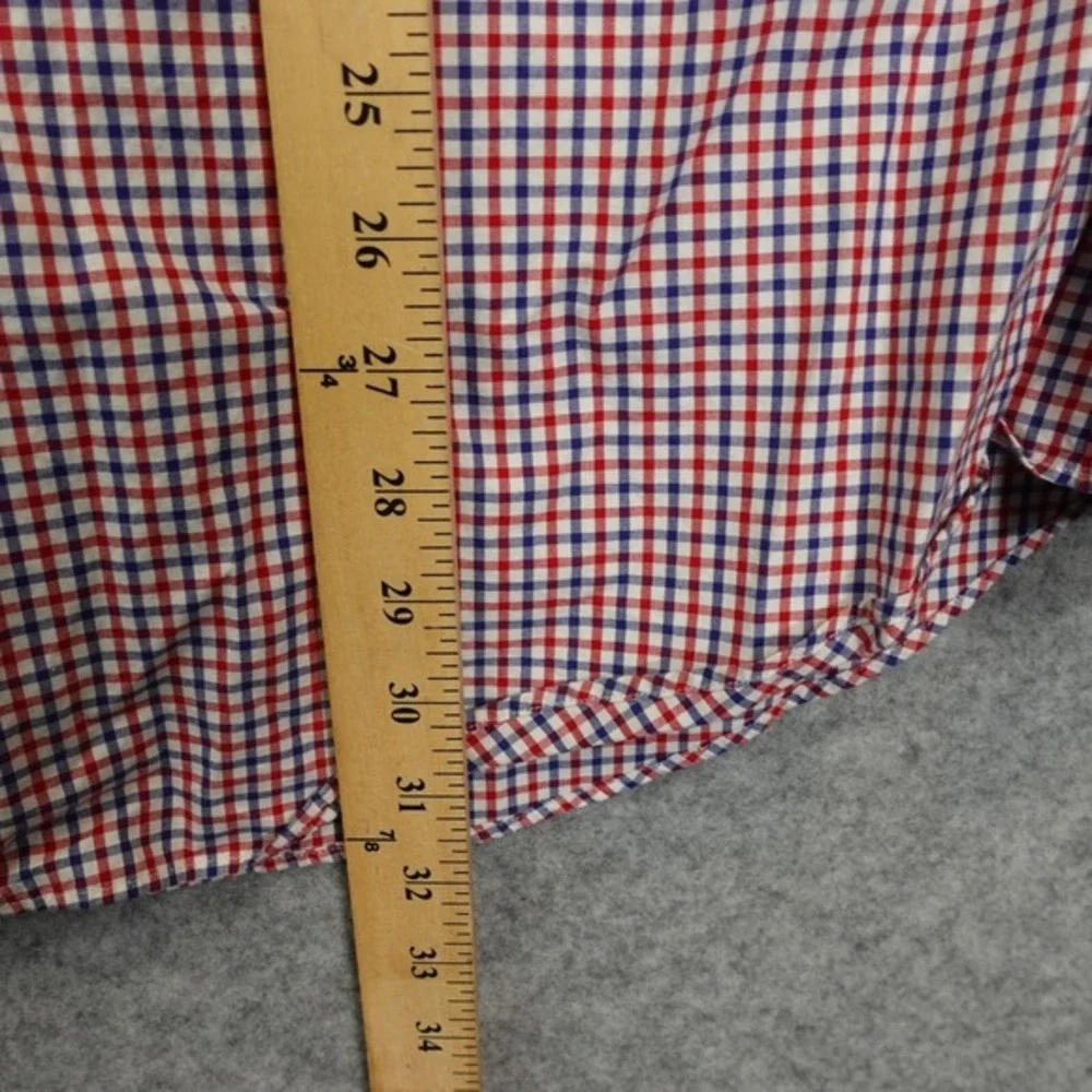 POLO RALPH LAUREN Gingham Shirt Mens 17.5 XL Blue Red Regent Custom Vintage